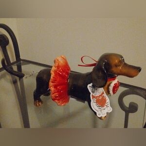 Blue Sky Clayworks ceramic Valentine's Day dachshund figurine w/ red tutu/heart